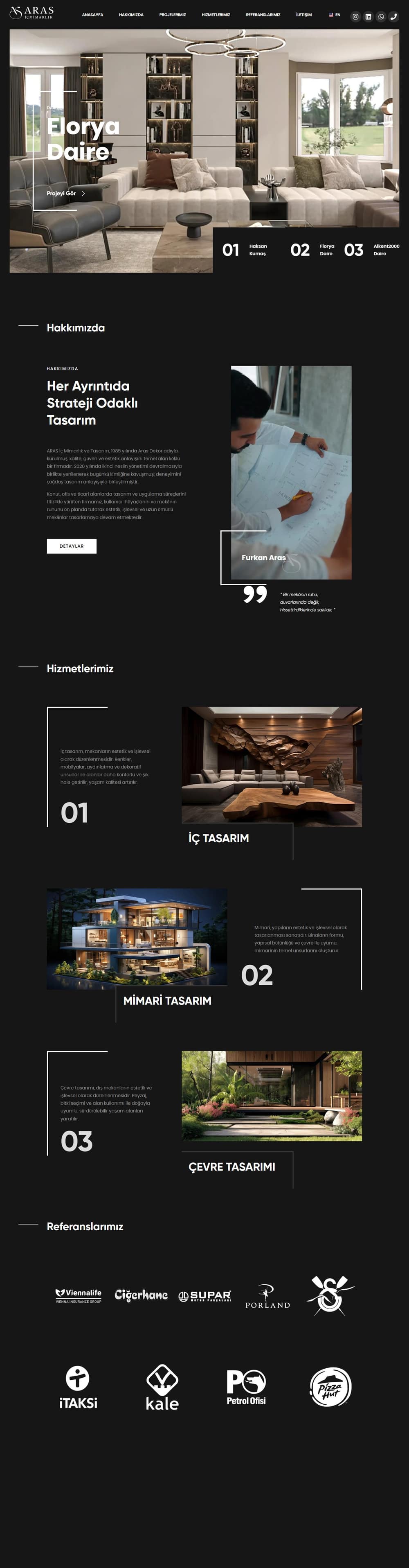 Aras İç Mimarlık web sitesi