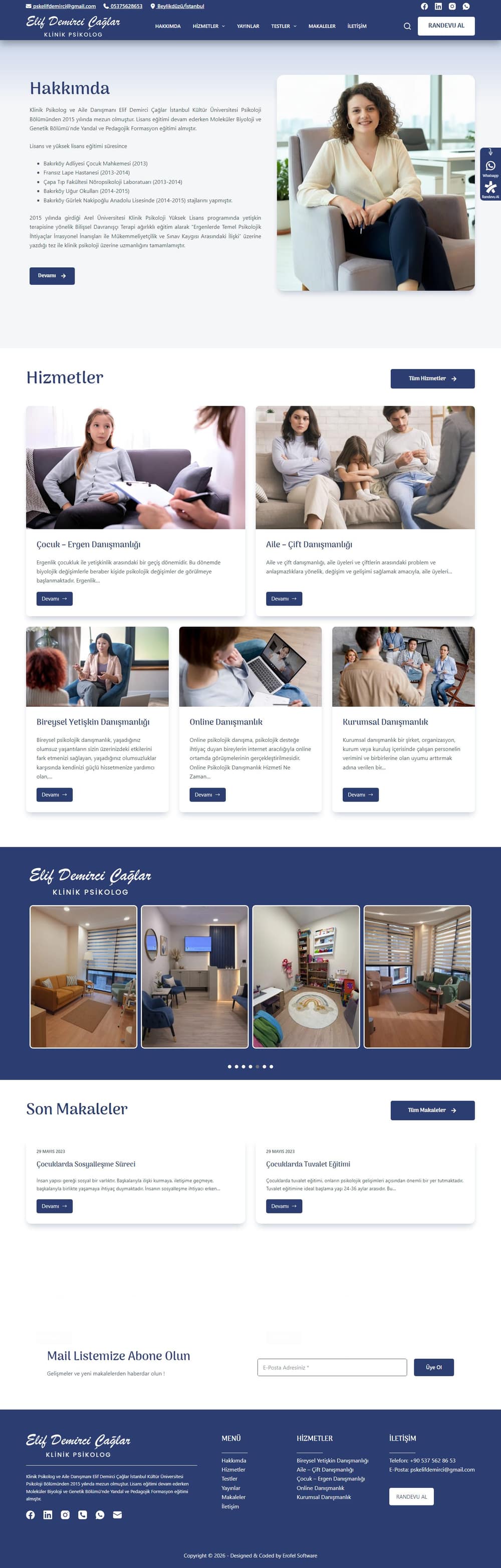 Klinik Psikolog Elif Demirci web sitesi