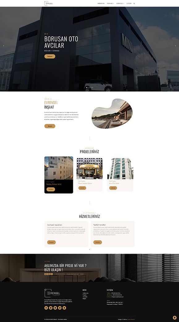 Evrensel İnşaat web sitesi