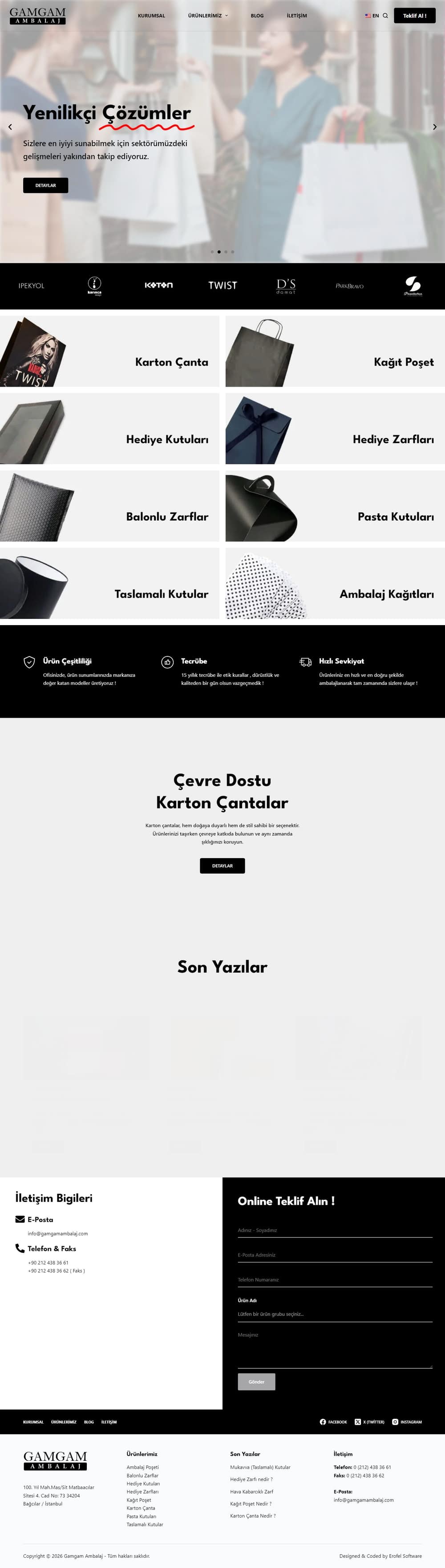 Gam Gam Ambalaj web sitesi