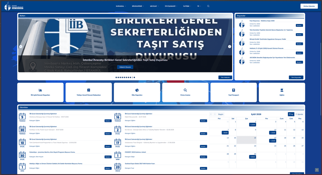 İstanbul İhracatçı Birlikleri web sitesi
