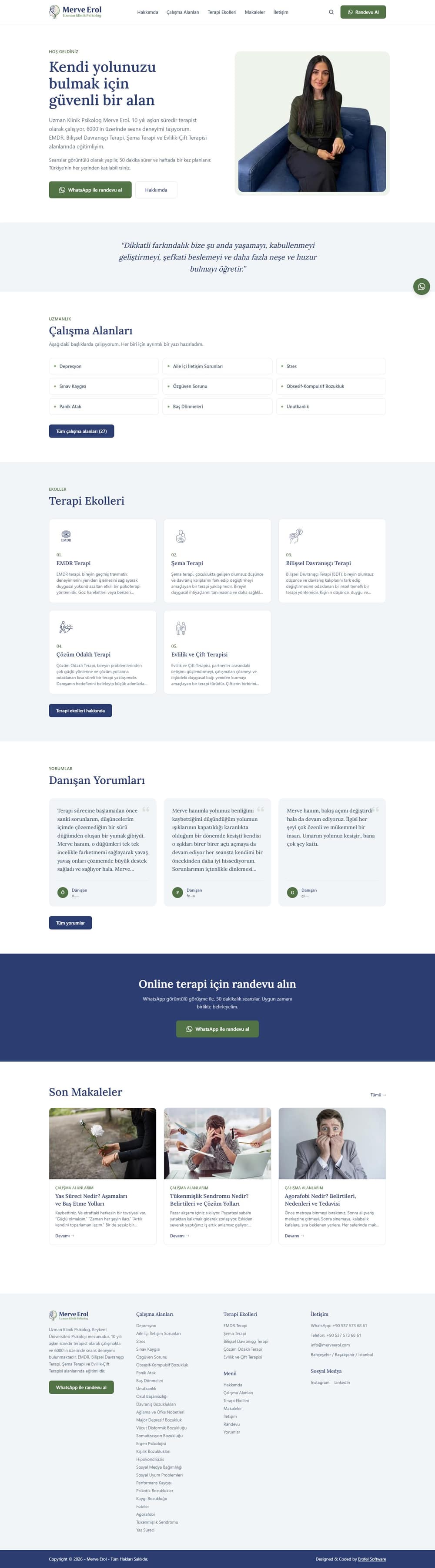 Klinik Psikolog Merve Erol web sitesi