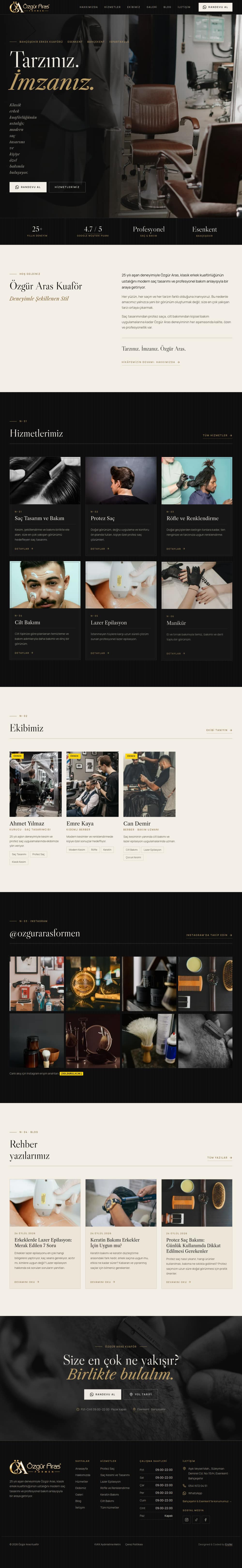 Özgür Aras Kuaför web sitesi
